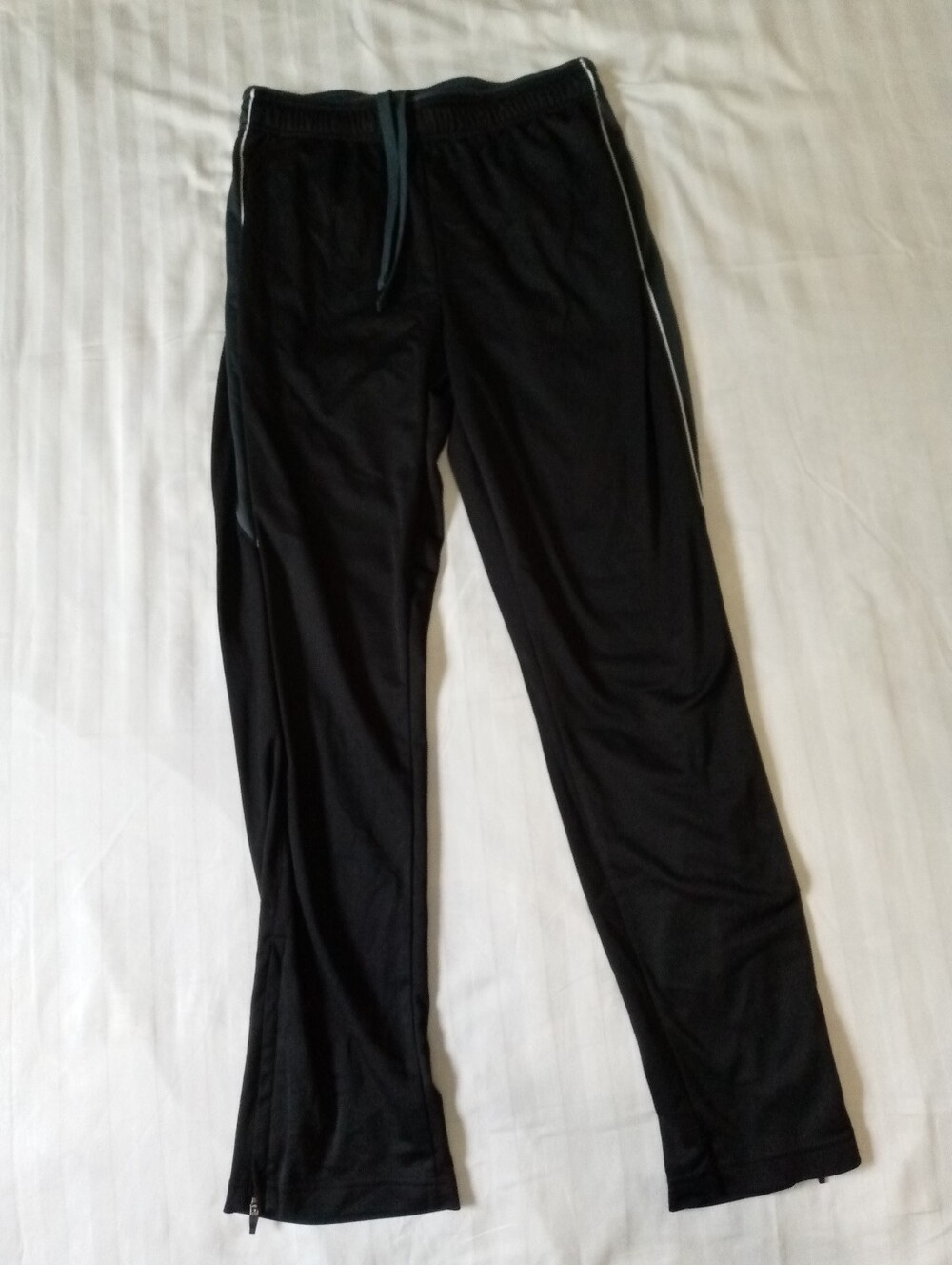 Athletic Works Black Jogger Pants with White Piping